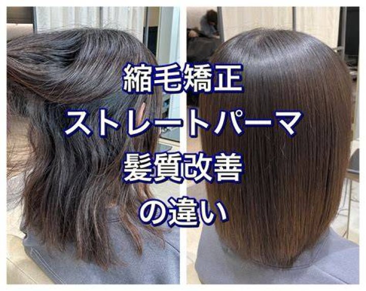 ストレートパーマと縮毛矯正の違いが分かるイメージ